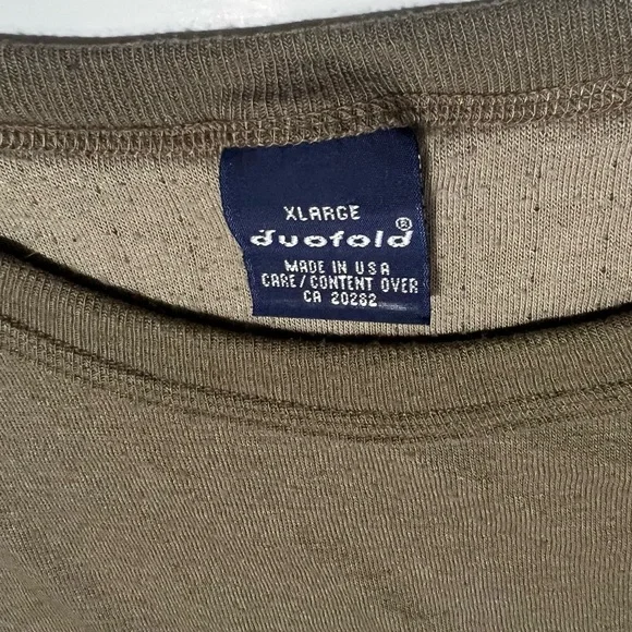 Vtg Duofold Base Layer Set XL Top Pants Wool Blend Thermax USA Army Green Men - Picture 8 of 9